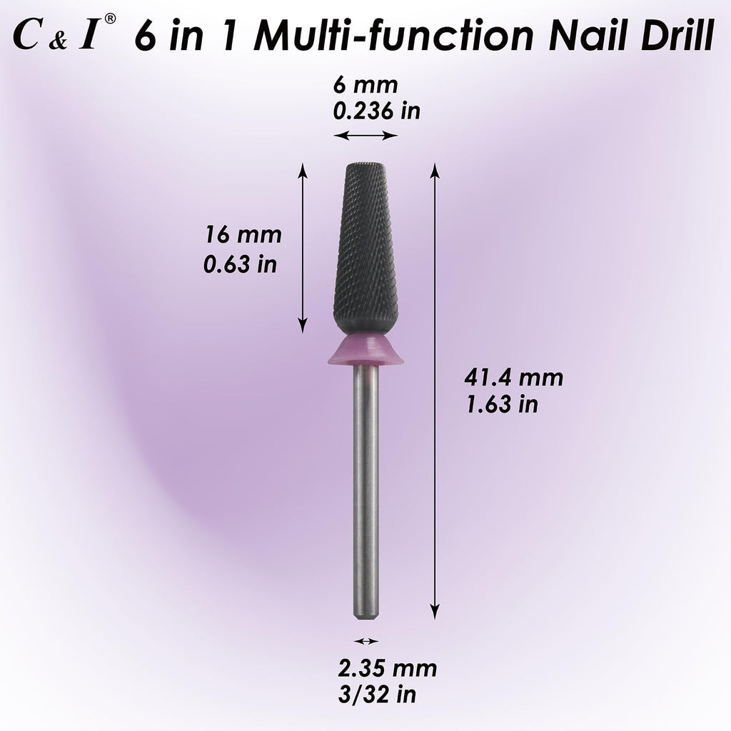 C & I Nail Drill Bit 6-in-1 E-file | Diamond-Coated CNC Tool for Nail Techs