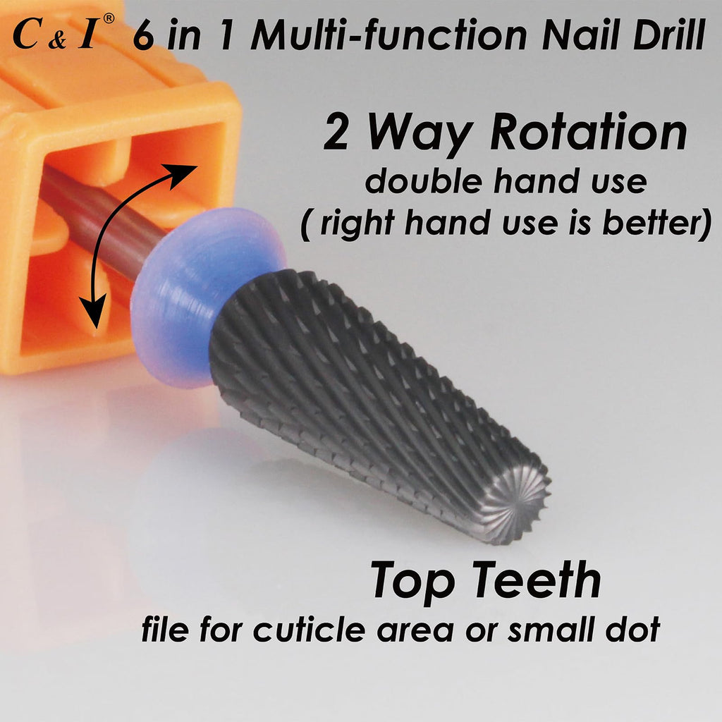 C & I Nail Drill Bit 6-in-1 E-file | Diamond-Coated CNC Tool for Nail Techs