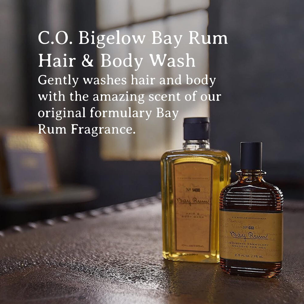C.O. Bigelow Bay Rum Hair & Body Wash for Men – 2-in-1 Citrus Spice, Aloe Vera, 10 oz (Pack of 2)
