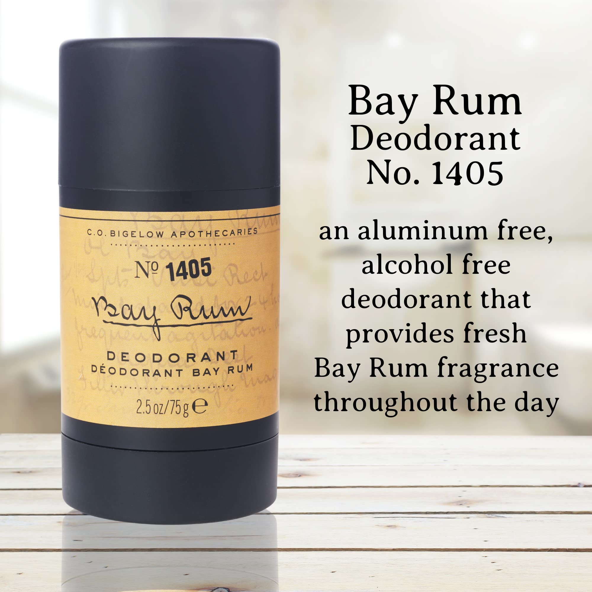 C.O. Bigelow Bay Rum Aluminum-Free Deodorant for Men – Citrus & Spice Gel Stick 2.5 oz