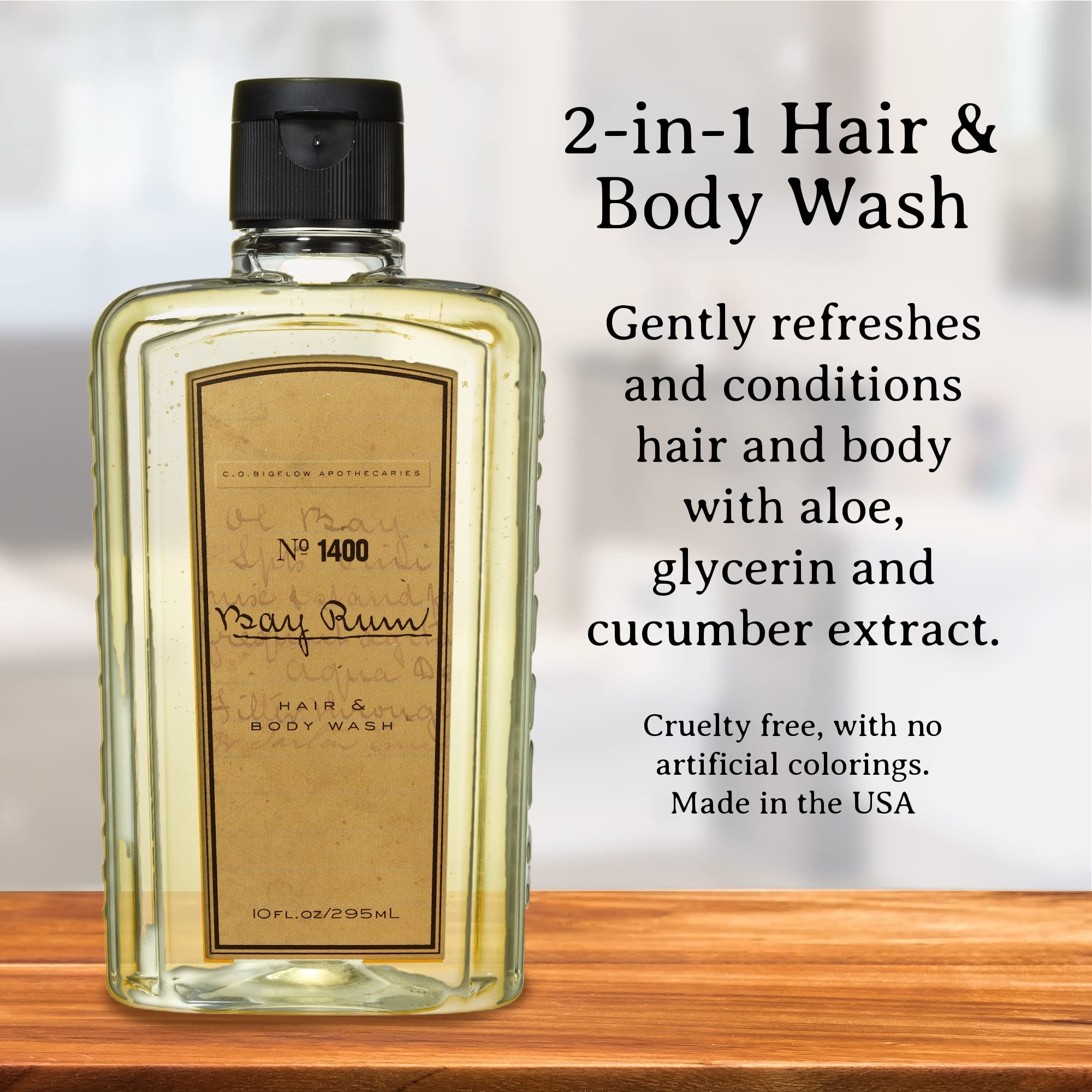 C.O. Bigelow Bay Rum Hair & Body Wash for Men – 2-in-1 Citrus Spice, Aloe Vera, 10 oz (Pack of 2)