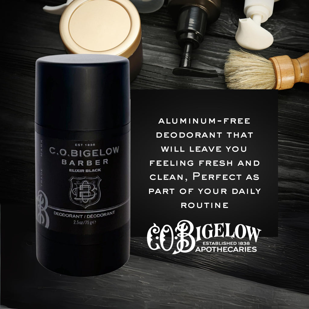 C.O. Bigelow Elixir Black Aluminum-Free Deodorant for Men – Musk & Vanilla Scent, Gel Stick, 2.5 oz