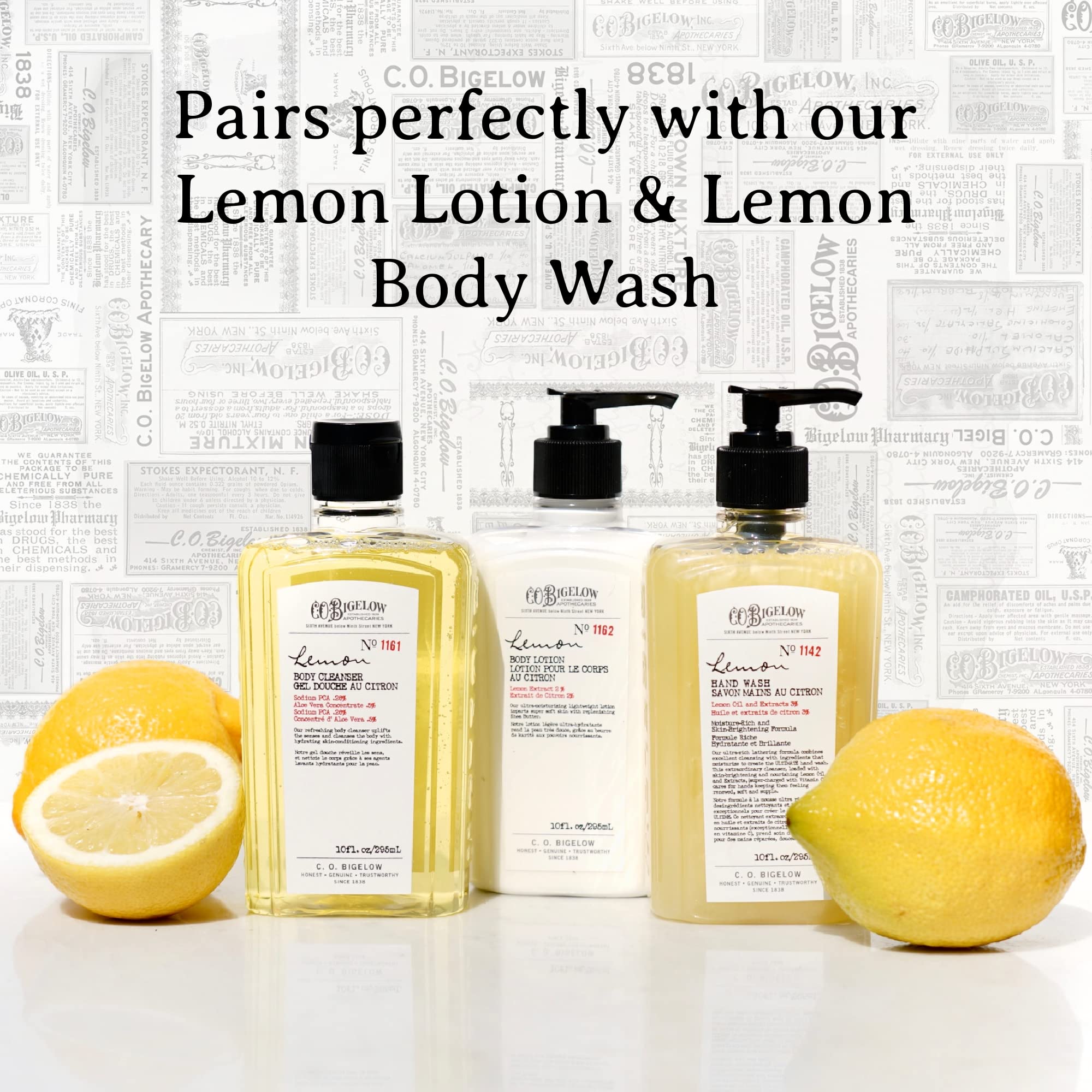 C. O. Bigelow Lemon Hand Wash – Pack of 2 | Lemon Extract & Aloe Vera | 10 Fl Oz