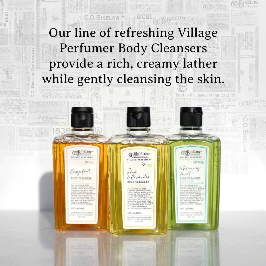 C.O. Bigelow Lime Coriander Body Wash | Village Perfumer Aloe Moisturizing Cleanser, 10 oz