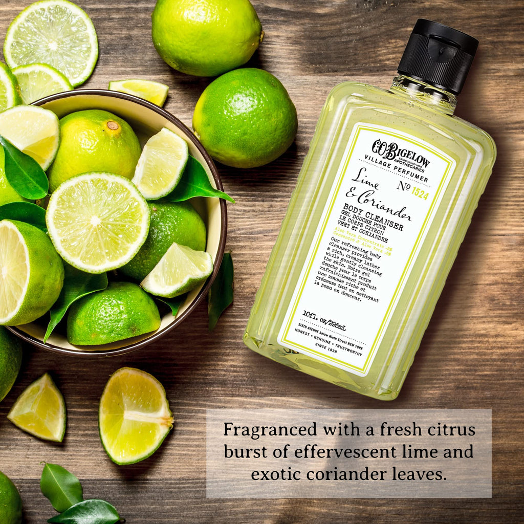 C.O. Bigelow Lime Coriander Body Wash | Village Perfumer Aloe Moisturizing Cleanser, 10 oz