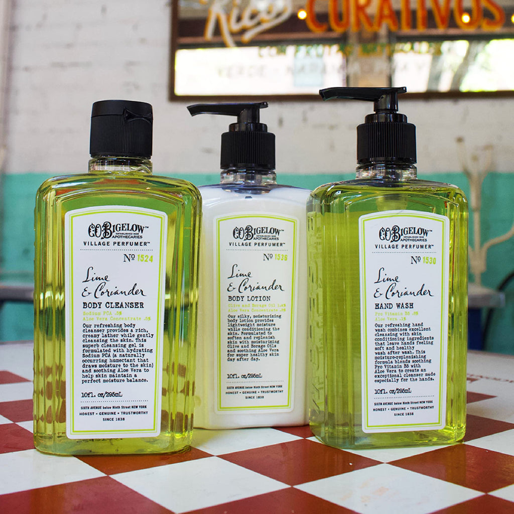 C.O. Bigelow Lime Coriander Body Wash | Village Perfumer Aloe Moisturizing Cleanser, 10 oz