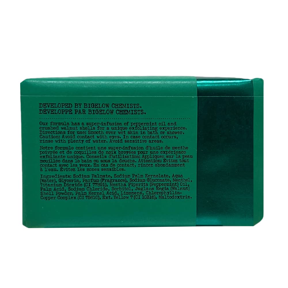 C.O. Bigelow Mentha Exfoliating Bar Soap No. 1413 – Peppermint Oil & Walnut Powder, Pack of 2