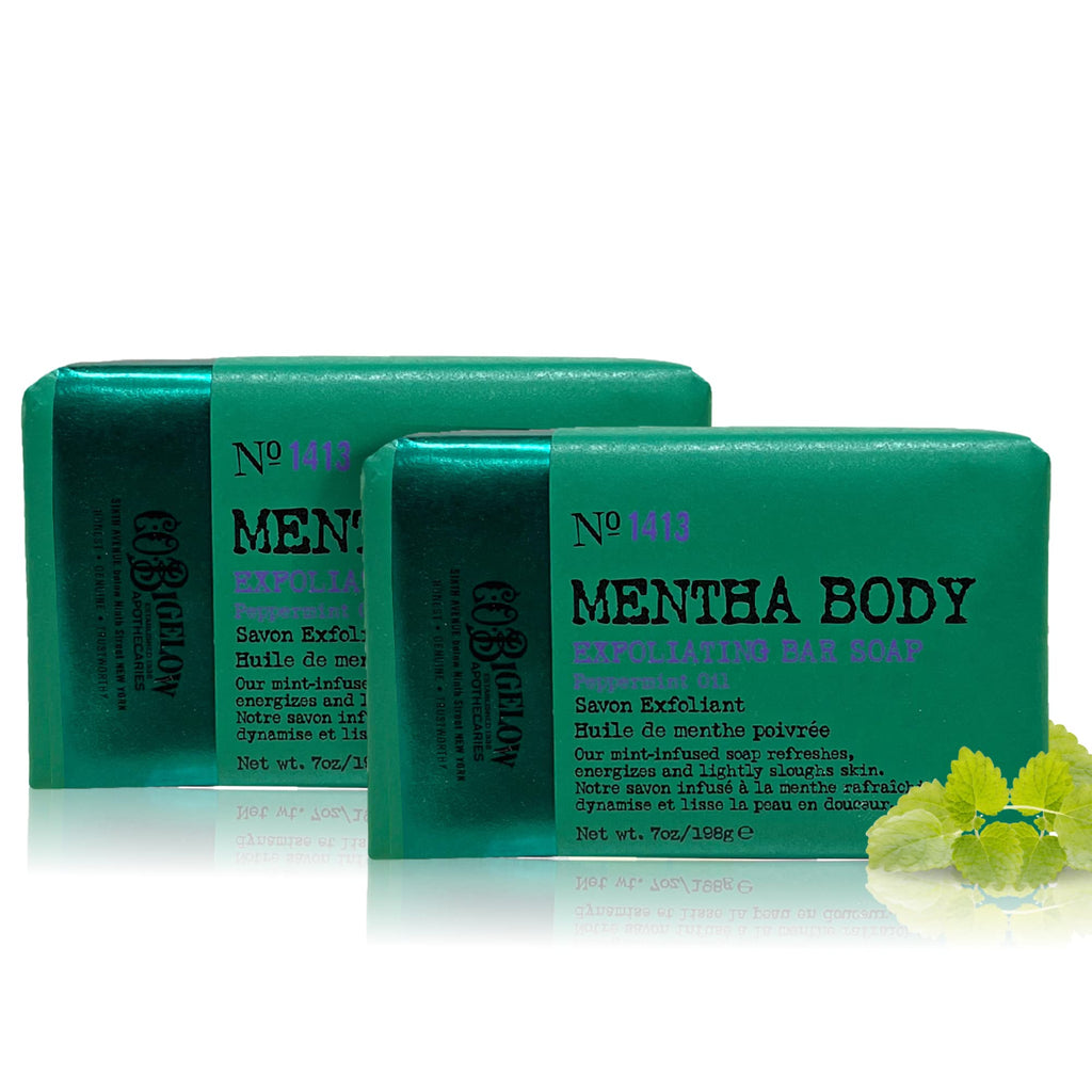 C.O. Bigelow Mentha Exfoliating Bar Soap No. 1413 – Peppermint Oil & Walnut Powder, Pack of 2