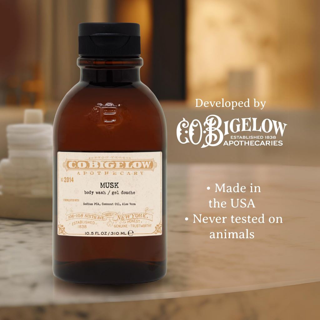 C.O. Bigelow Musk Body Wash – Iconic Collection, Moisturizing with Coconut Oil & Aloe Vera