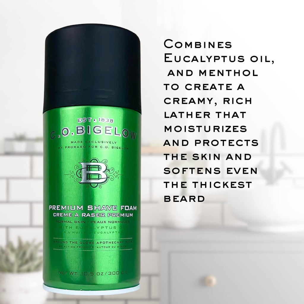 C.O. Bigelow Shaving Foam – Rich Lather, Eucalyptus, All Skin Types (Pack of 2)