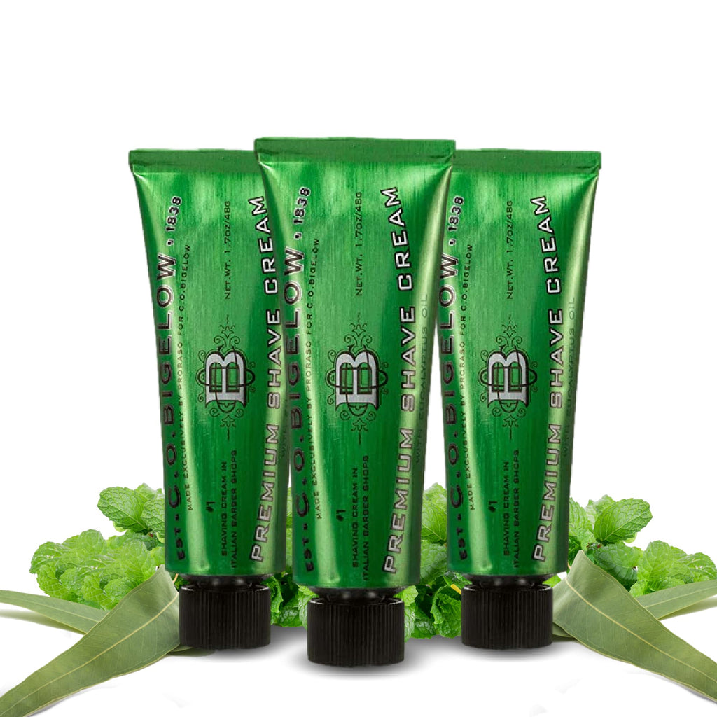 C.O. Bigelow Travel Shaving Cream – 3-Pack (1.7 oz) with Eucalyptus for Sensitive Skin