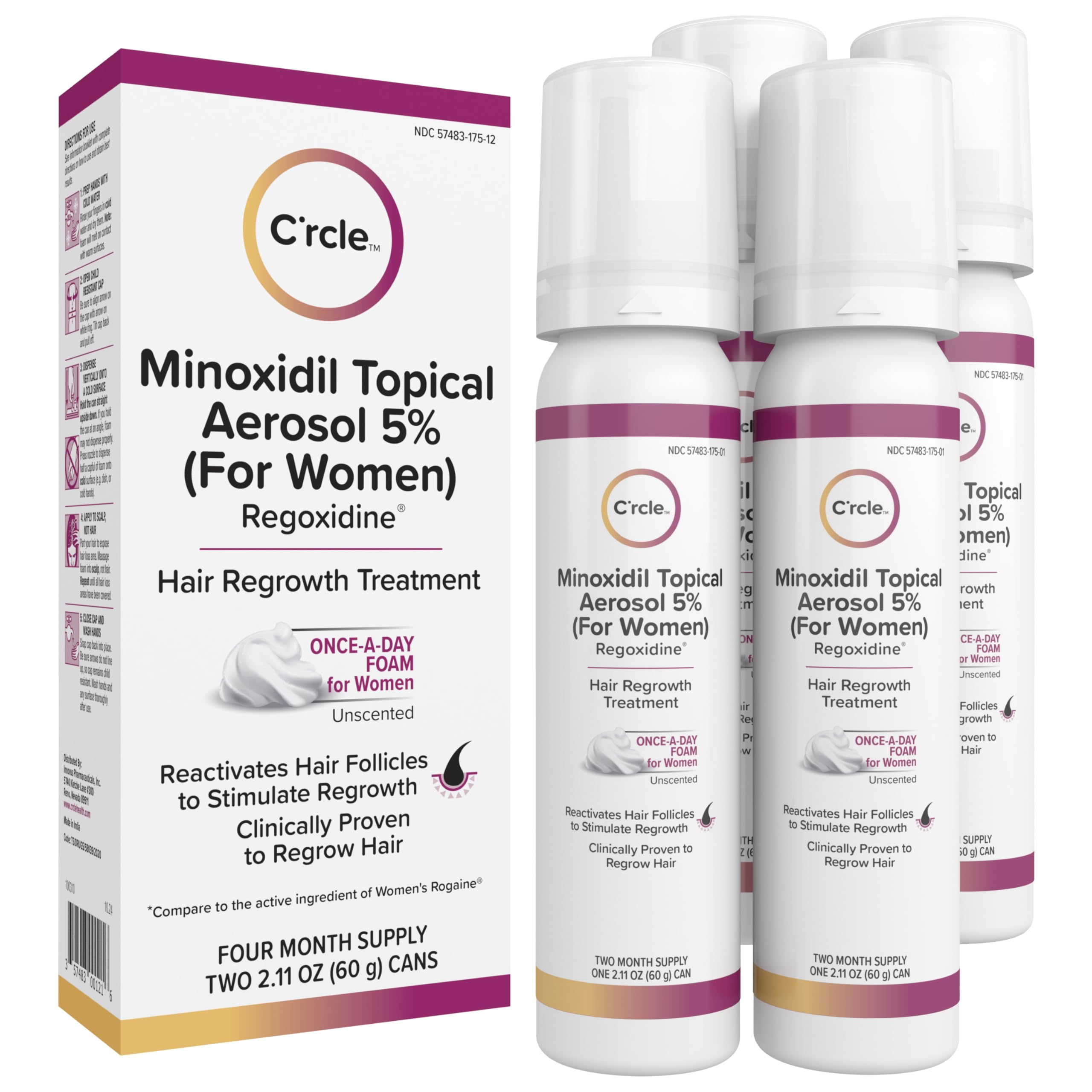C'rcle 5% Minoxidil Foam for Women — Eight-Month Crown Hair Regrowth