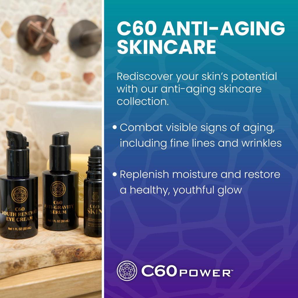 C60 Purple Power Anti-Gravity Serum for Face & Neck – 99.99% Pure Sublimated C60, Antioxidant-Rich Skincare