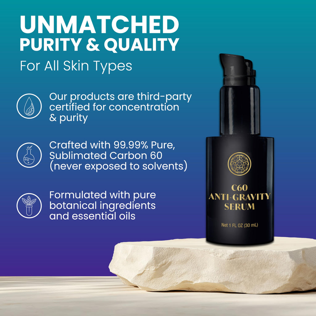 C60 Purple Power Anti-Gravity Serum for Face & Neck – 99.99% Pure Sublimated C60, Antioxidant-Rich Skincare