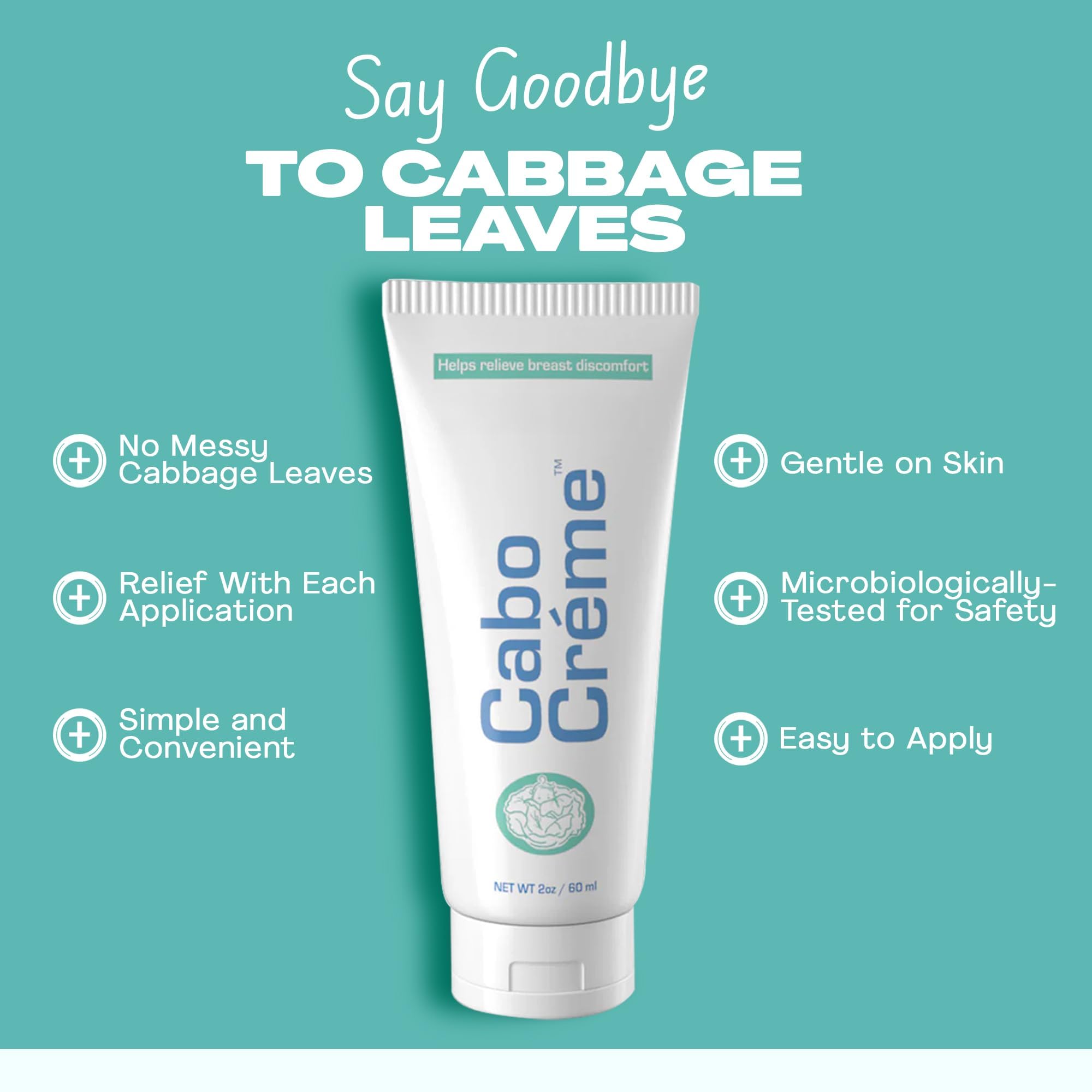 CaboCréme Cabbage Breast Cream for Engorgement & Weaning – 2-pack