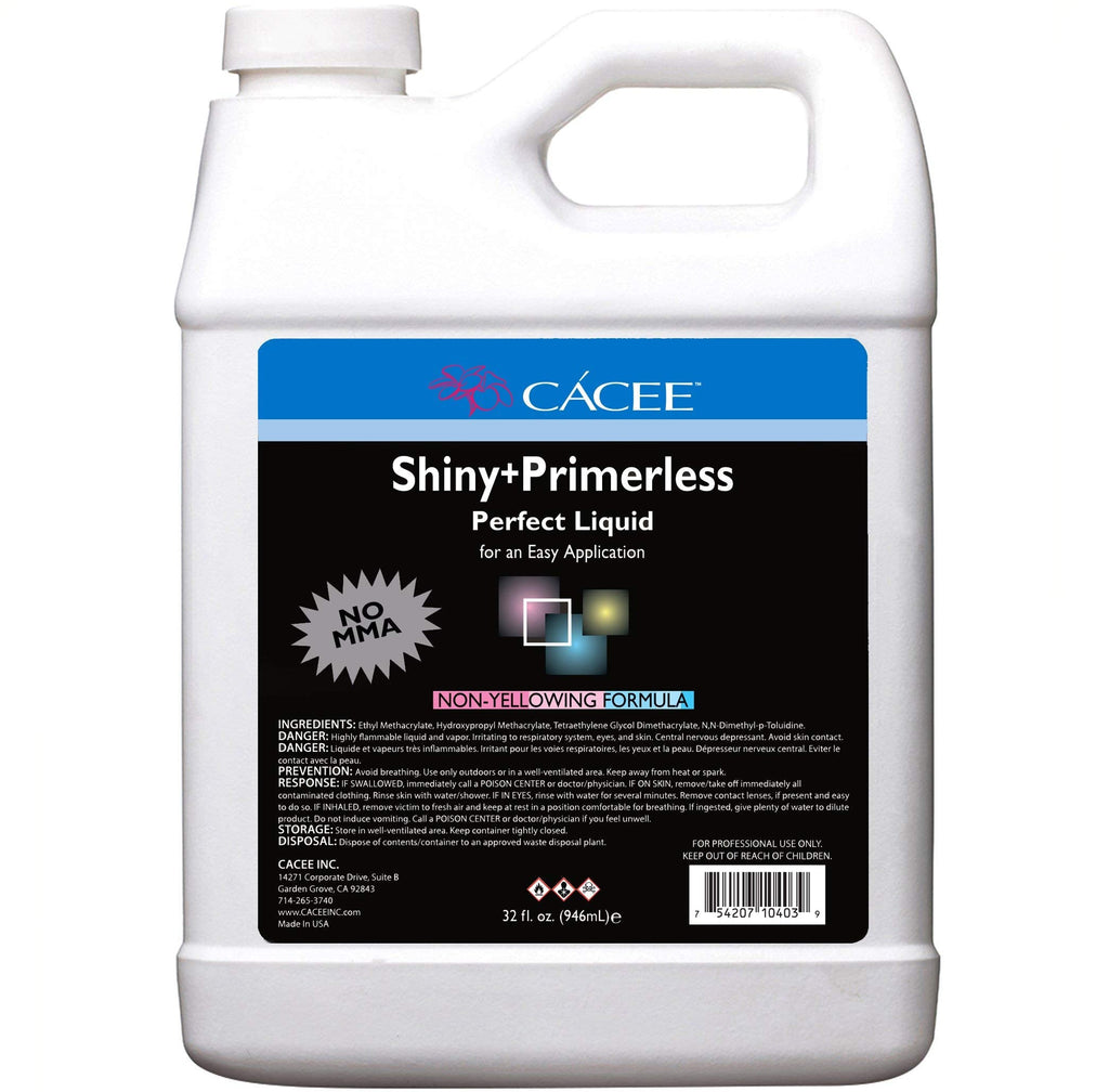 Cacee Shiny + Primerless Acrylic Nail Liquid — 32 oz, USA Made