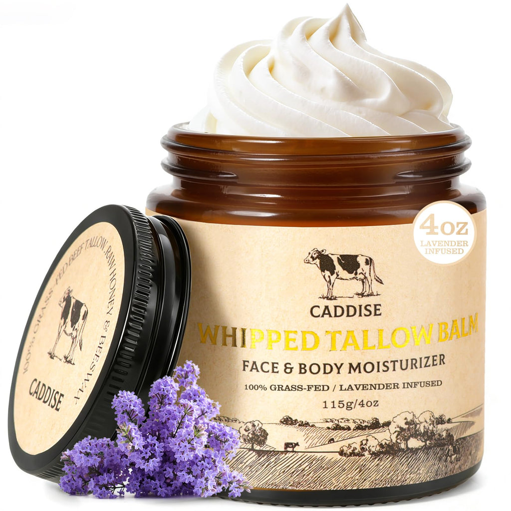 CADDISE Whipped Beef Tallow – Lavender 4 oz Grass-Fed Face & Body Moisturizer