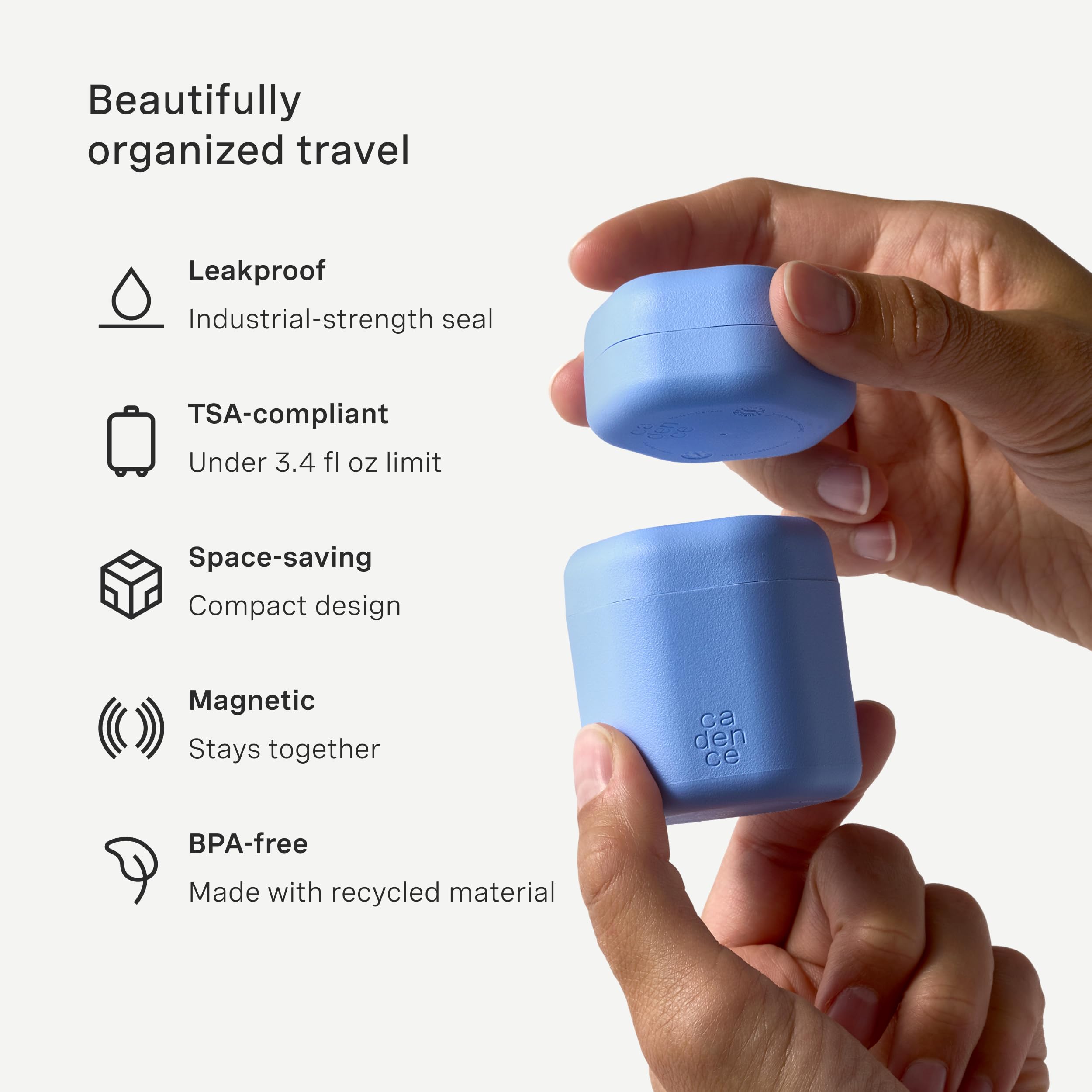 Cadence Travel Containers - Daily Routine Capsule Set with Magnetic Lids (Pacific)