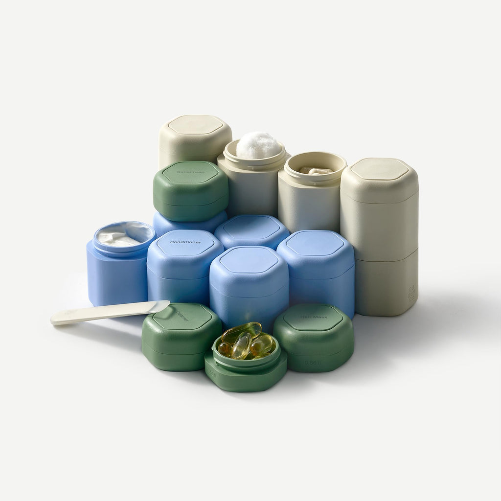 Cadence Travel Containers - 6-Piece Magnetic Body Care Set | 2 Small & 4 Medium Capsules