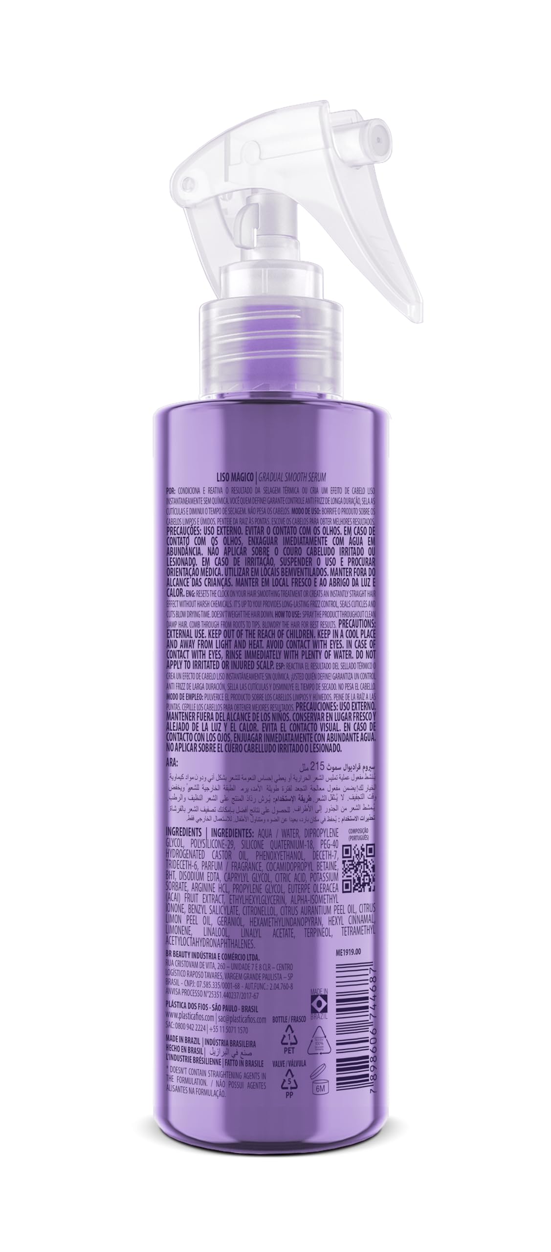 CADIVEU Liso Magico Smooth Serum 215ml with Comb – Memory Effect & Frizz Control