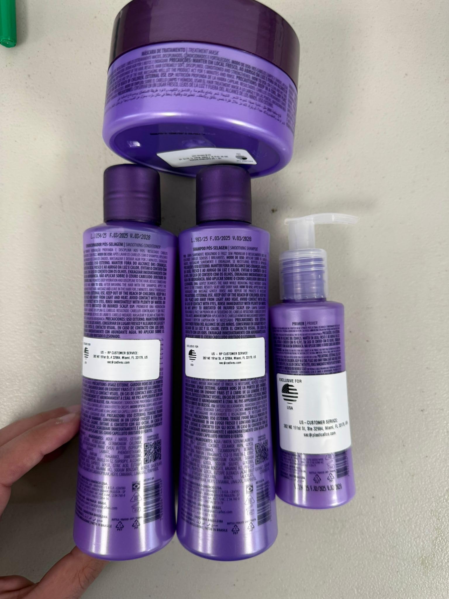 CADIVEU Plastica Dos Fios Smoothing Set – Keratin Hair Smoothing Kit (Shampoo, Conditioner, Hair Primer, Hair Mask)