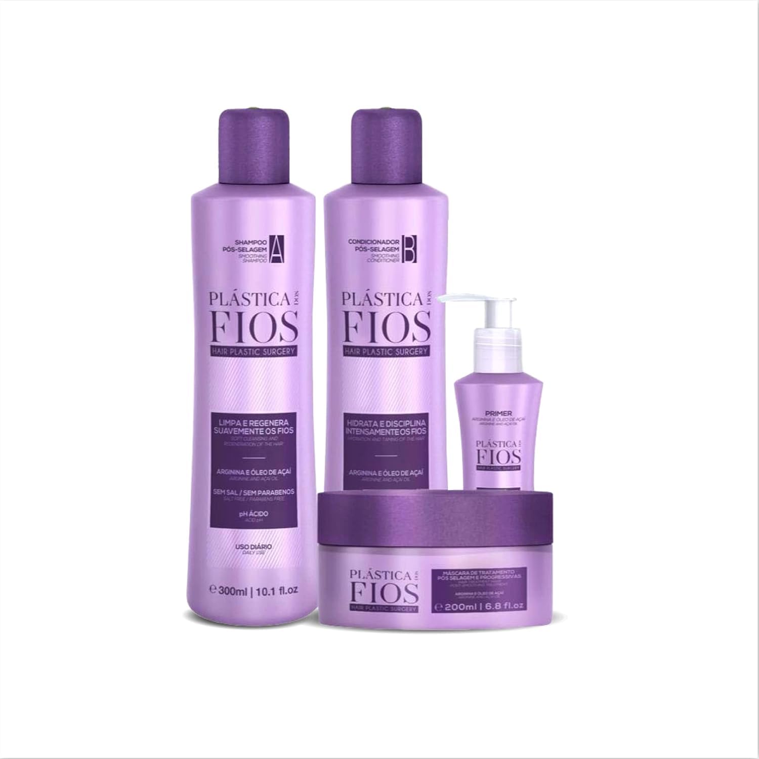 CADIVEU Plastica Dos Fios Smoothing Set – Keratin Hair Smoothing Kit (Shampoo, Conditioner, Hair Primer, Hair Mask)