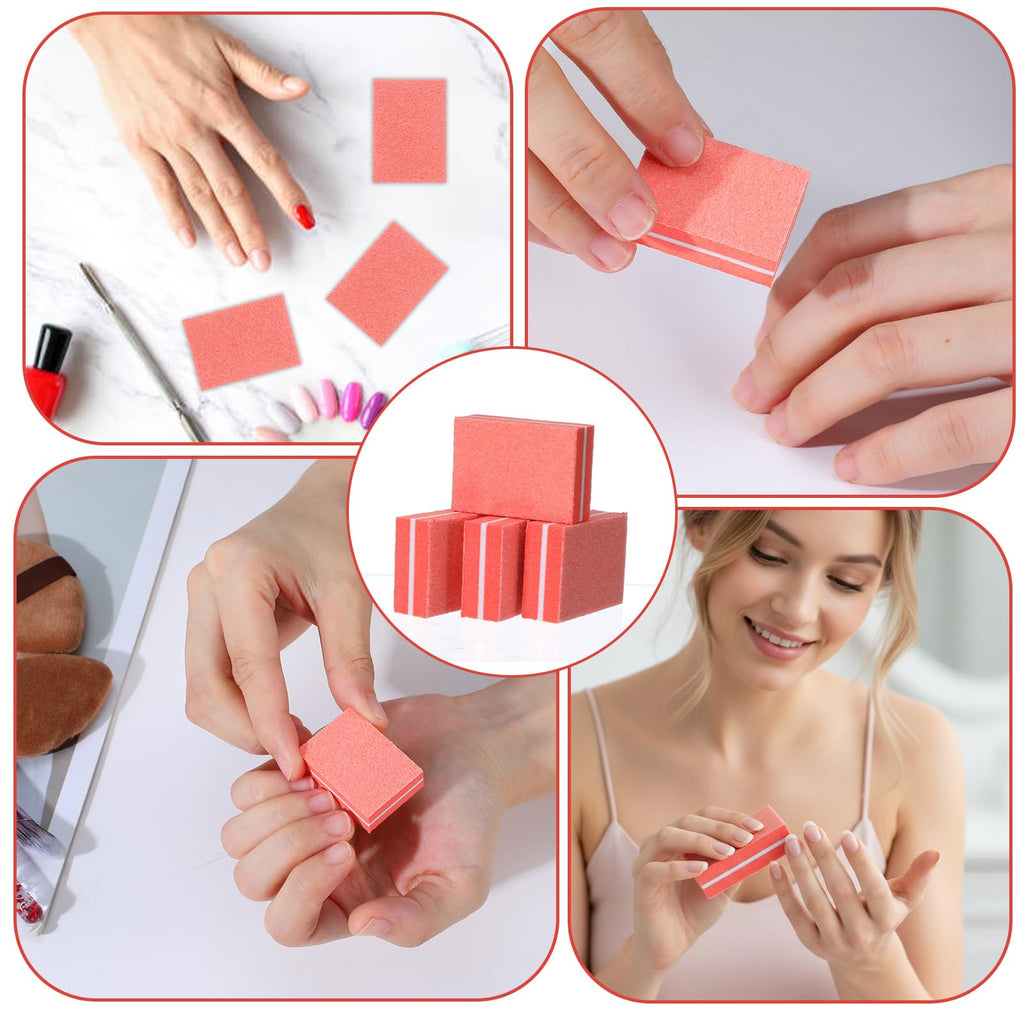Caeuiciw 600-Piece Mini Nail Buffer Blocks, 80/100 Grit – Orange, 2-Sided Pro File