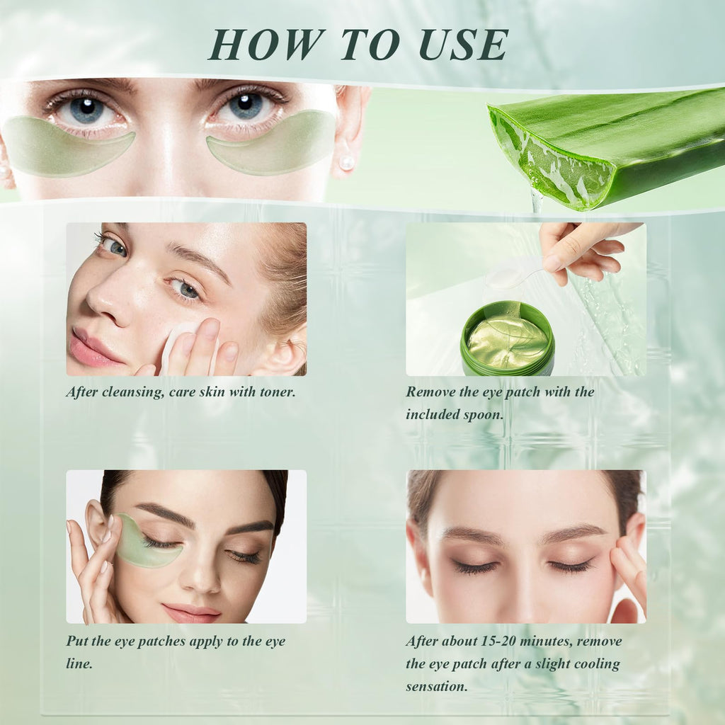 Caewous Under Eye Patches – Puffy Eyes & Dark Circles, Aloe Vera Hydrogel Mask (60 Pcs)