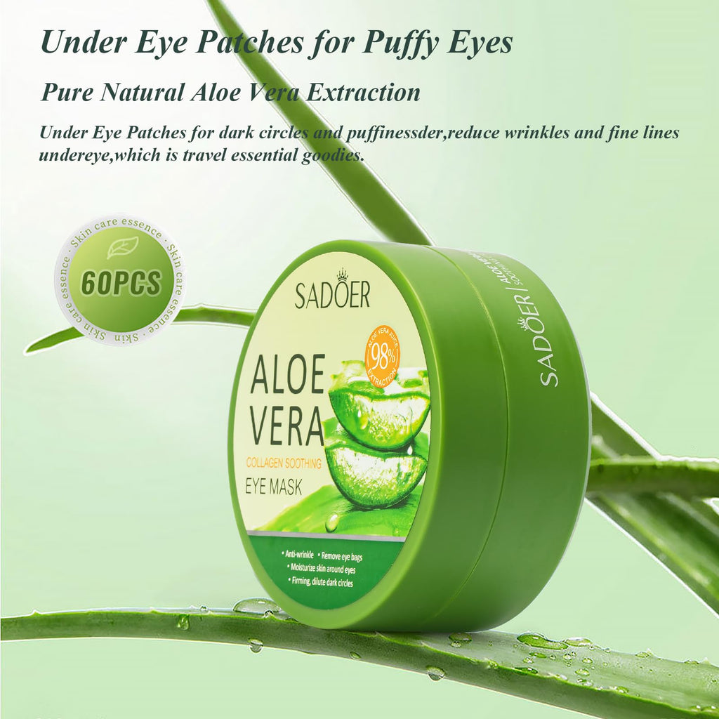 Caewous Under Eye Patches – Puffy Eyes & Dark Circles, Aloe Vera Hydrogel Mask (60 Pcs)