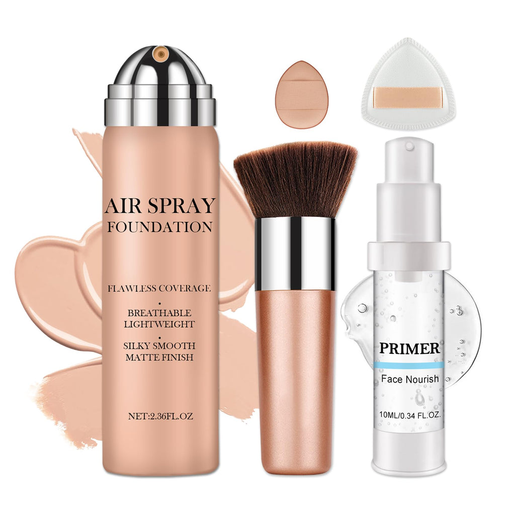 CAHIUYOA AirBrush Foundation Spray – Full Coverage, Natural Matte Finish for Mature Skin – 01 Natural/Warm Porcelain