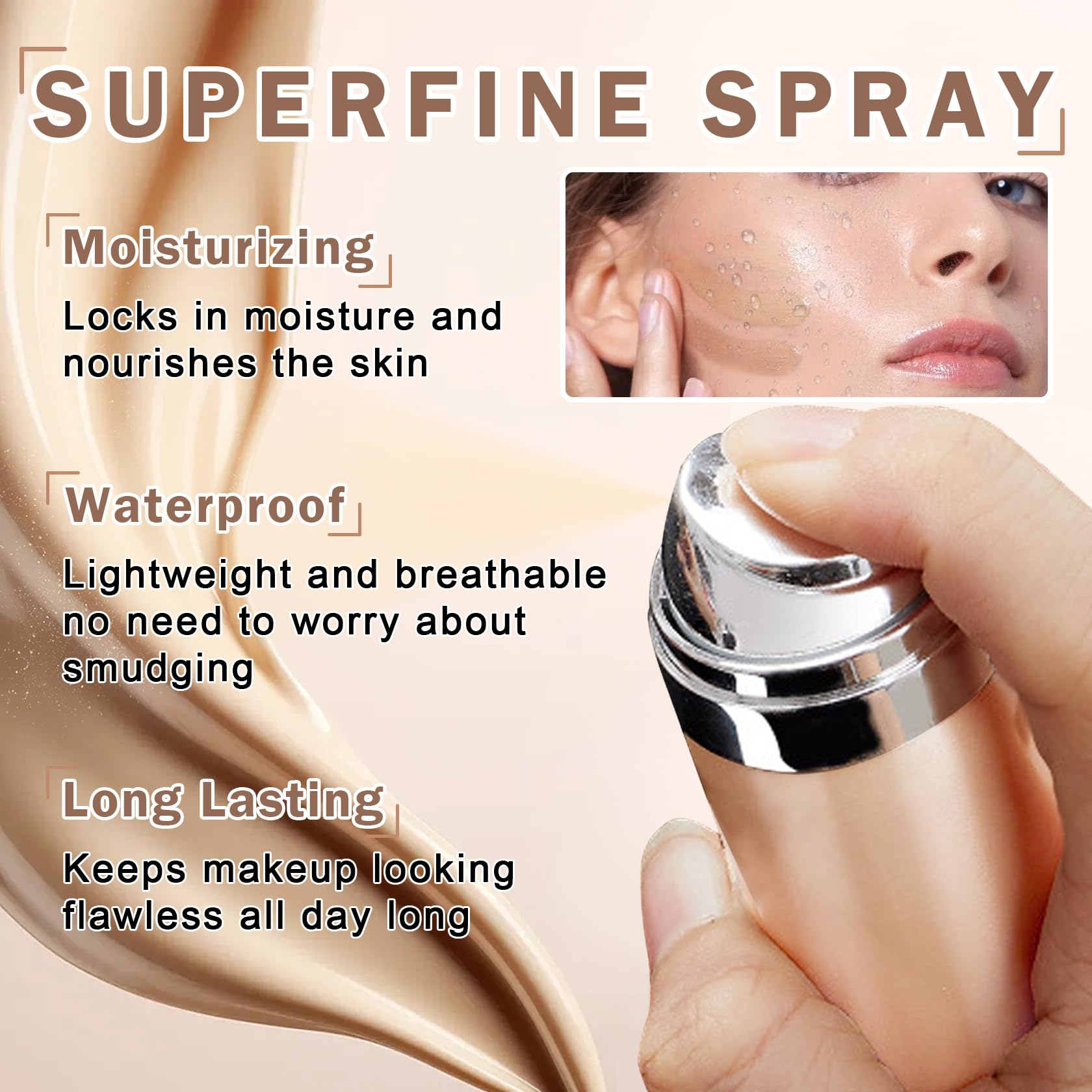 CAHIUYOA AirBrush Foundation Spray – Full Coverage, Natural Matte Finish for Mature Skin – 01 Natural/Warm Porcelain