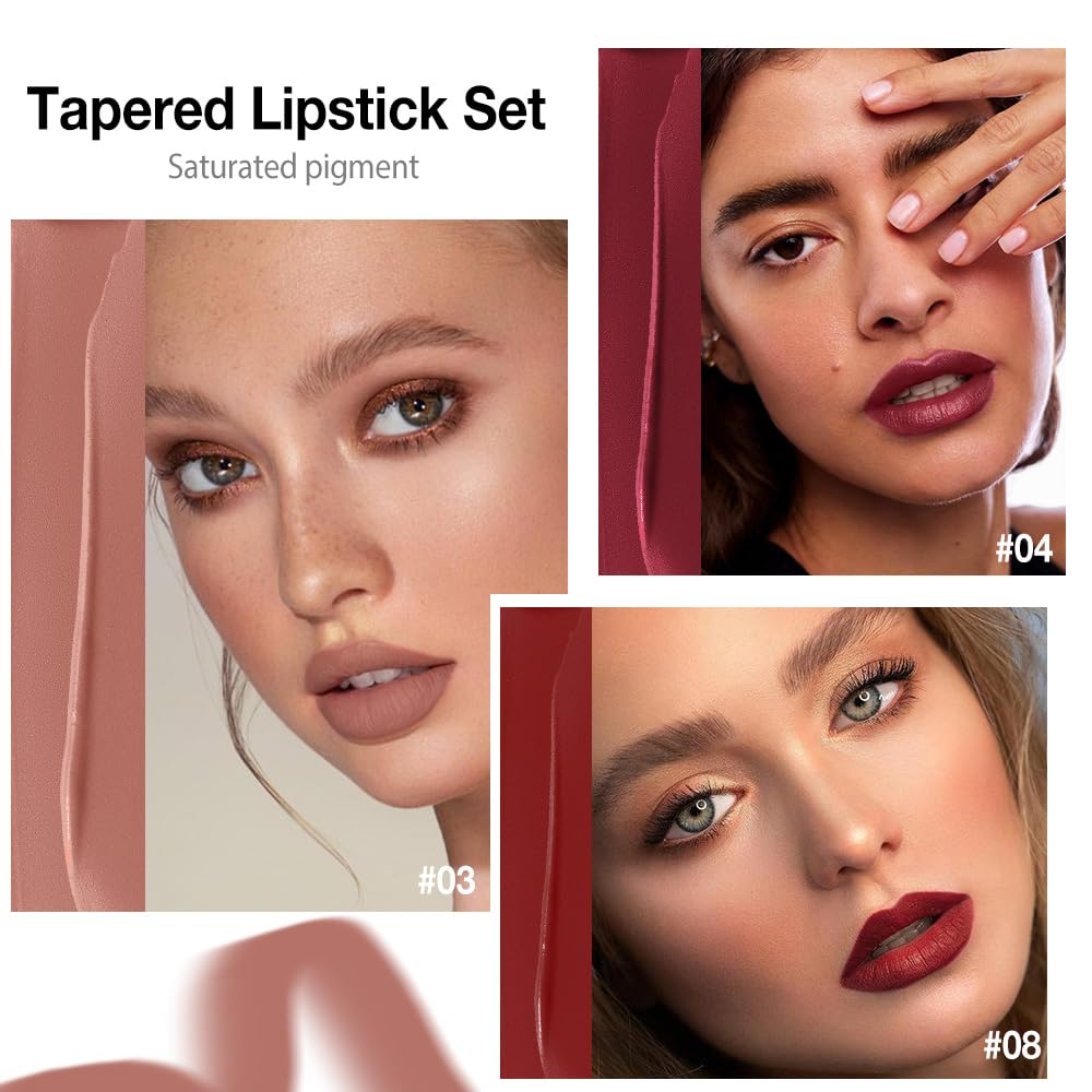 CAKAILA Gradient Matte Lipstick Crayon Set – 2-in-1 Lip Liner & Lipstick
