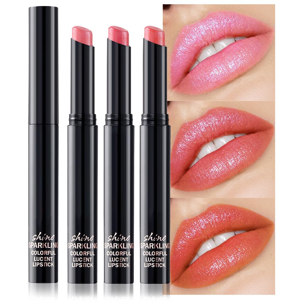 CAKAILA 3Pcs Pink Nude Orange Metallic Lipstick – Lightweight, Long-Lasting, Vegan