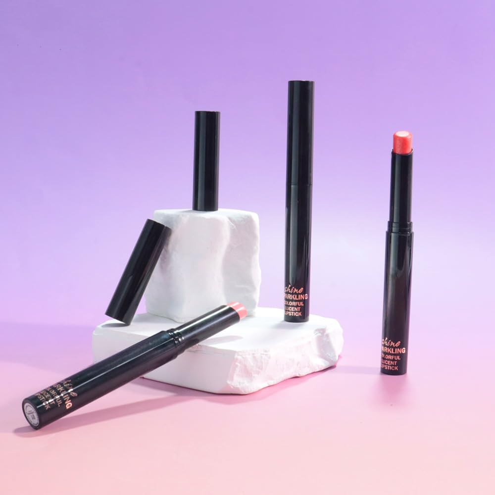 CAKAILA 3Pcs Pink Nude Orange Metallic Lipstick – Lightweight, Long-Lasting, Vegan