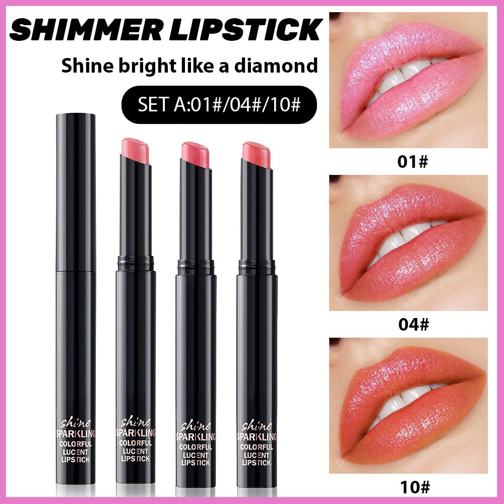 CAKAILA 3Pcs Pink Nude Orange Metallic Lipstick – Lightweight, Long-Lasting, Vegan