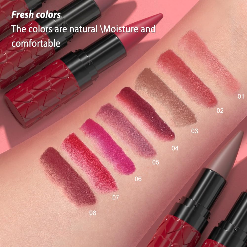 CAKAILA Gradient Matte Lipstick Crayon Set – 2-in-1 Lip Liner & Lipstick