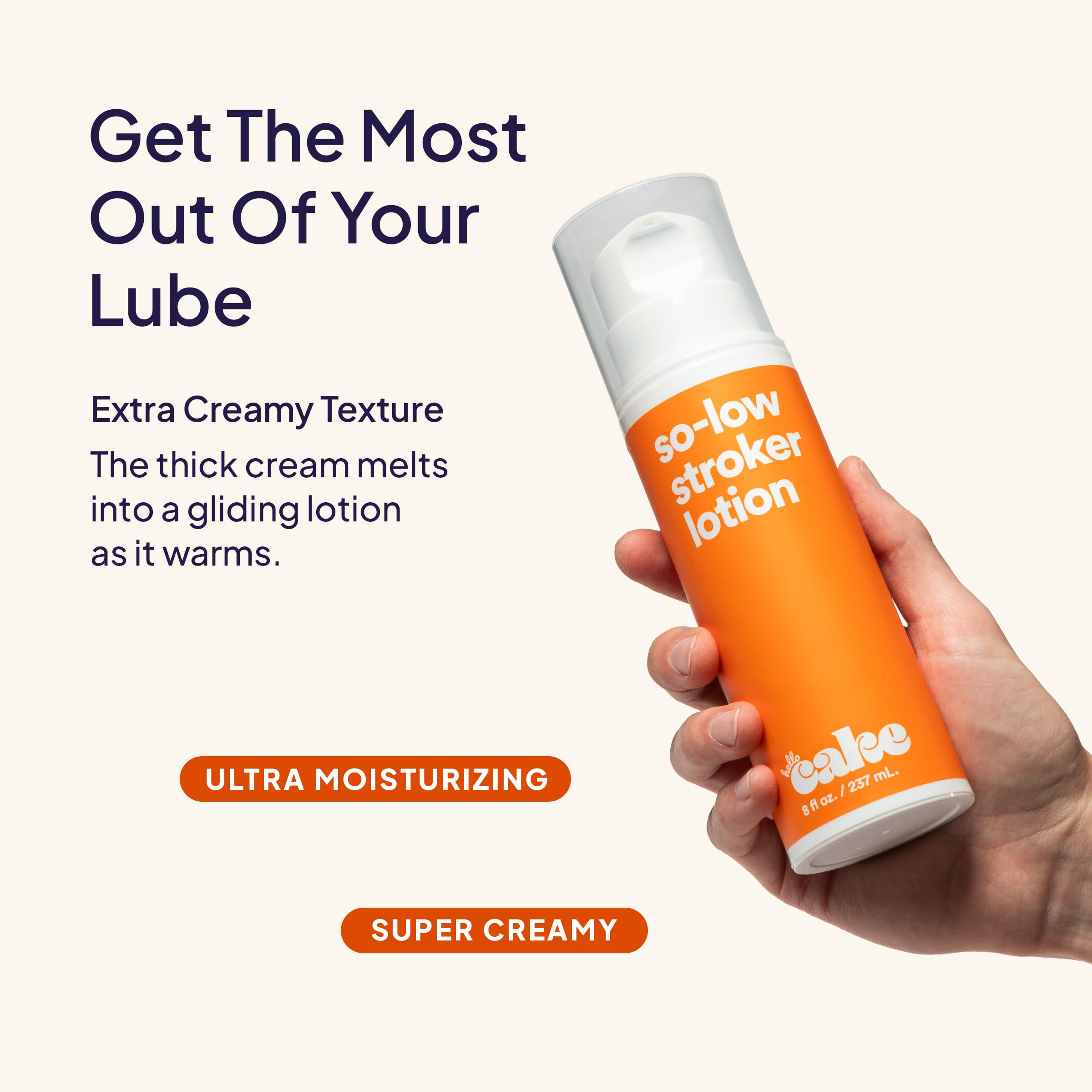 Cake Hello Cake So-Low Stroker Lotion – Below-the-Belt Solo Cream for Men (8 fl oz)