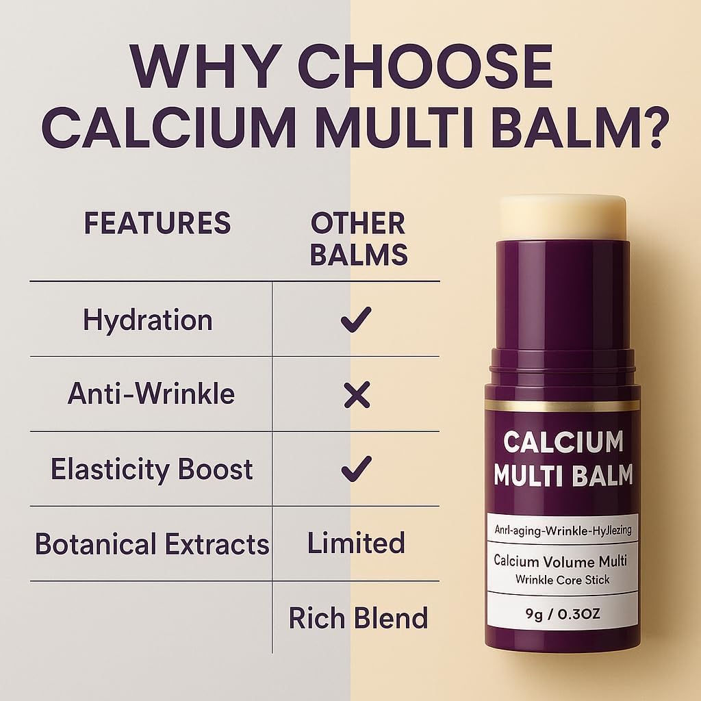 2Pcs Calcium Multi Balm – Anti-Aging Hydrating & Firming Face Stick for Eyes, Neck, and Face (Korean Collagen)