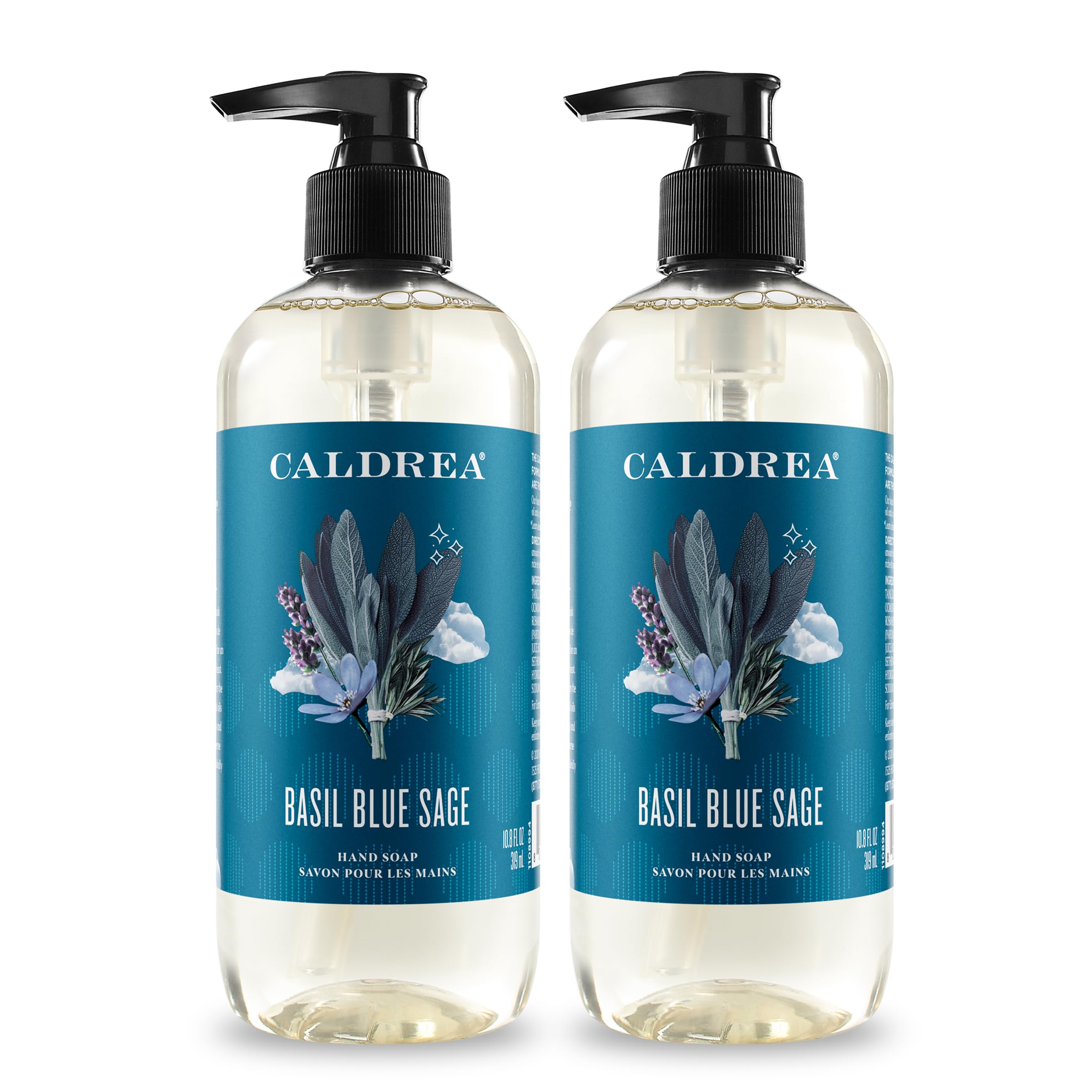 Caldrea Basil Blue Sage Hand Soap – 2-Pack, Aloe Vera & Olive Oil, 10.8 oz each