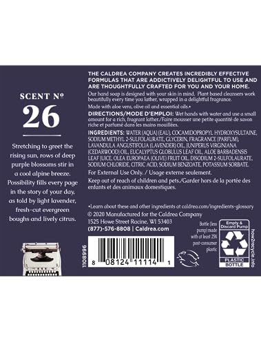 Caldrea Lavender Cedar Leaf Hand Soap – Aloe Vera & Olive Oil, 10.8 oz