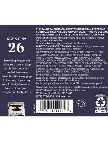 Caldrea Lavender Cedar Leaf Hand Lotion – Shea Butter, Aloe, Glycerin, 10.8 oz