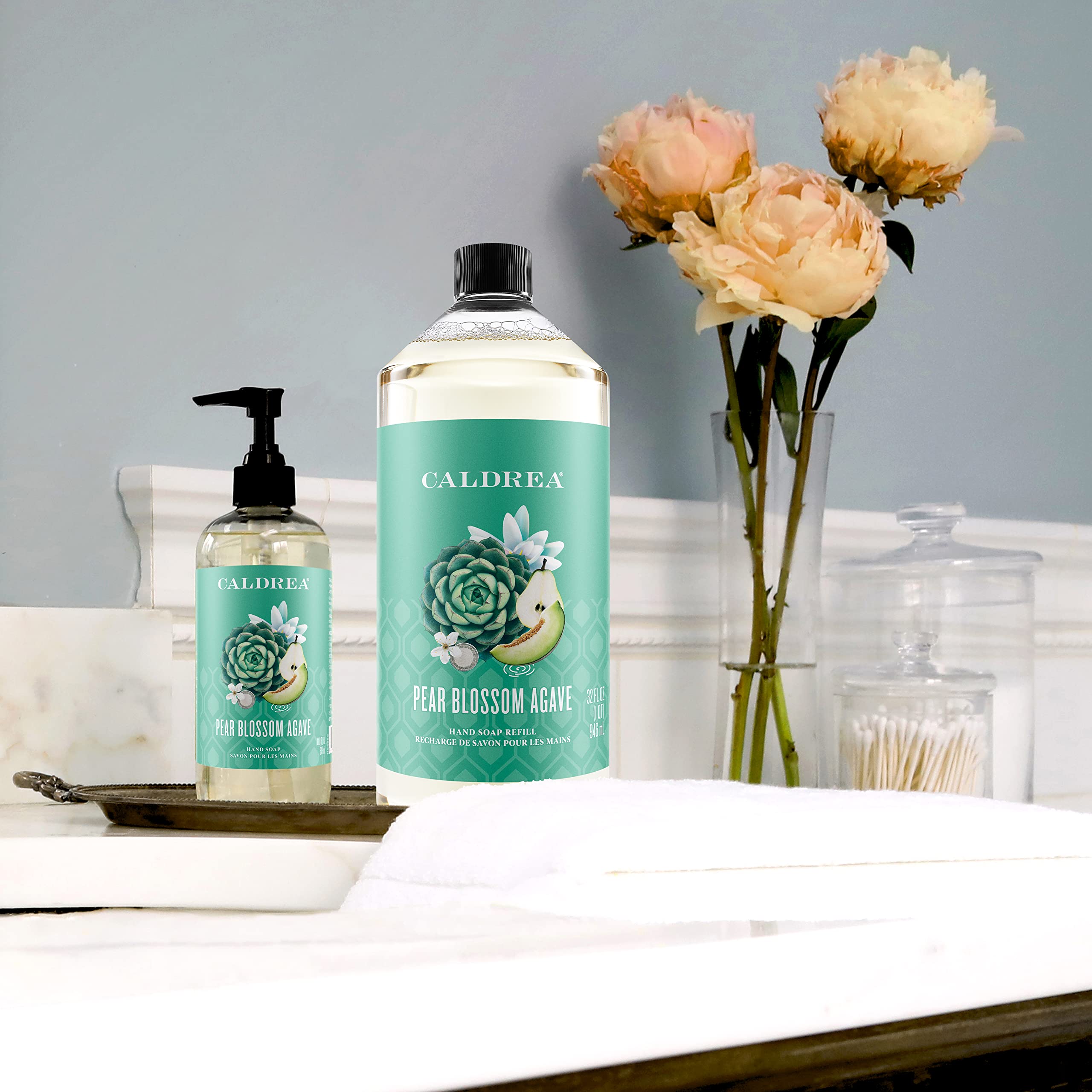 Caldrea Hand Soap Refill – Pear Blossom Agave with Aloe Vera, Olive Oil, 32 oz