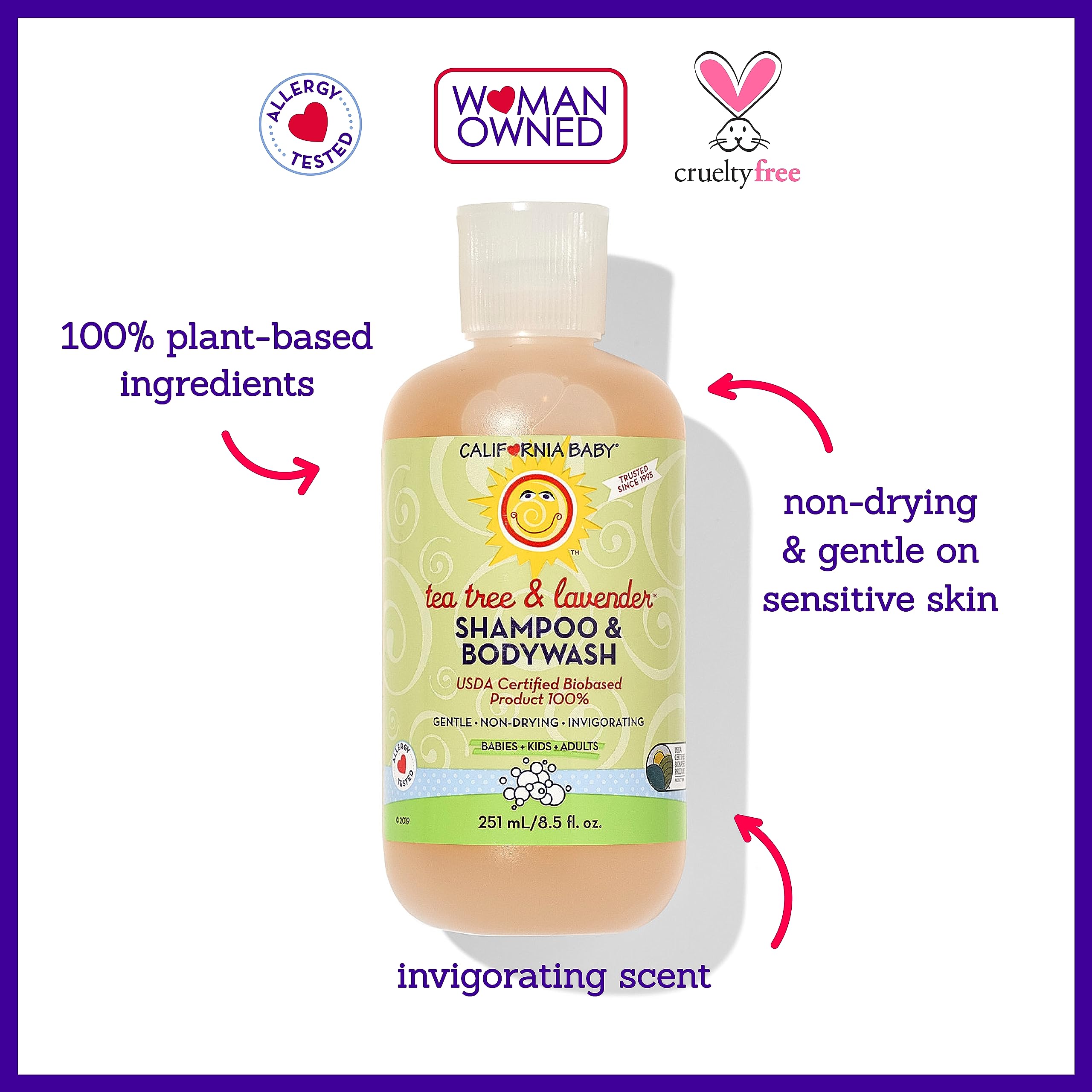 California Baby Tea Tree & Lavender Baby Wash + Shampoo – 100% Plant-Based