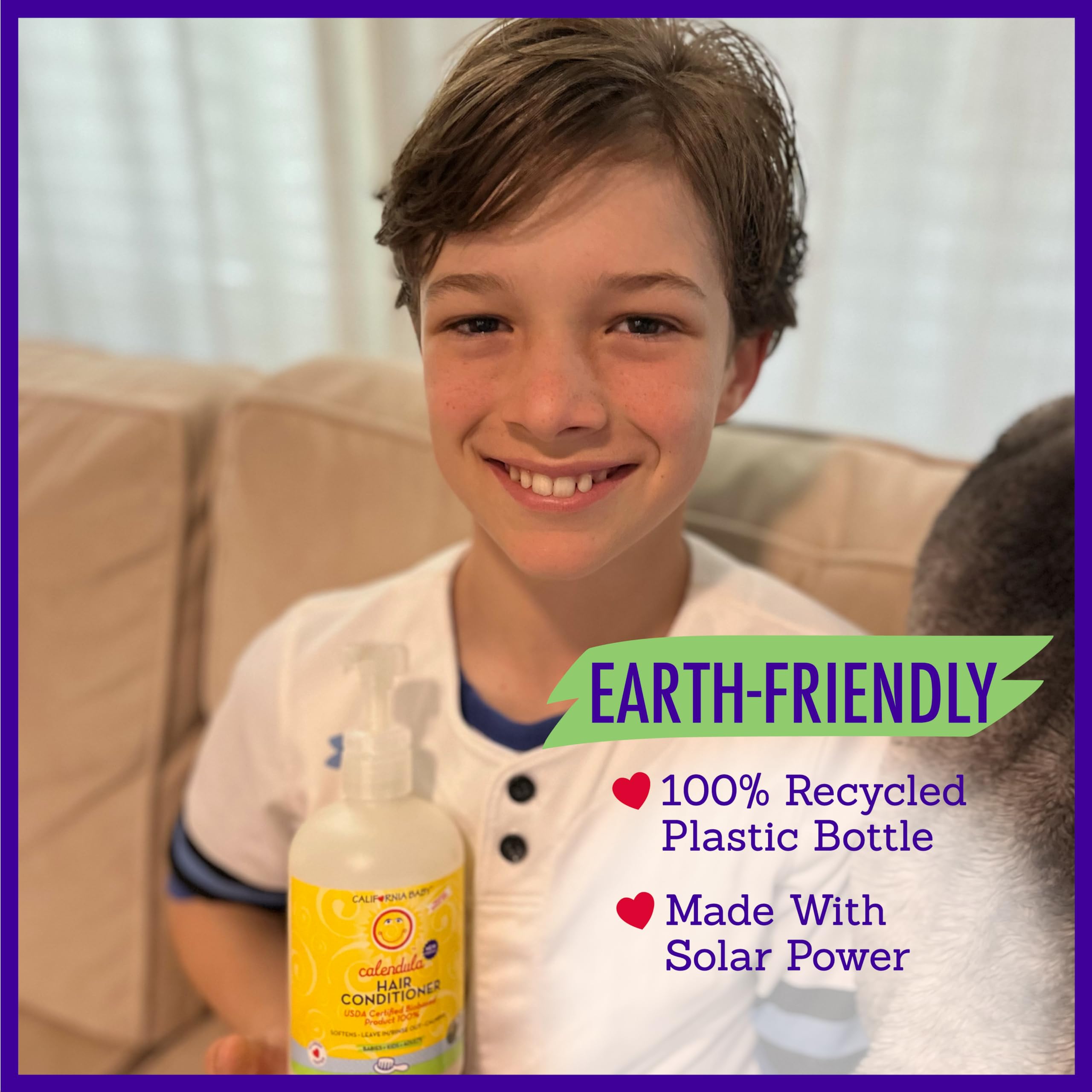 California Baby Calendula Kids Conditioner – 100% Plant-Based, Lavender Scent, Rinse-Out or Leave-In, 8.5 oz