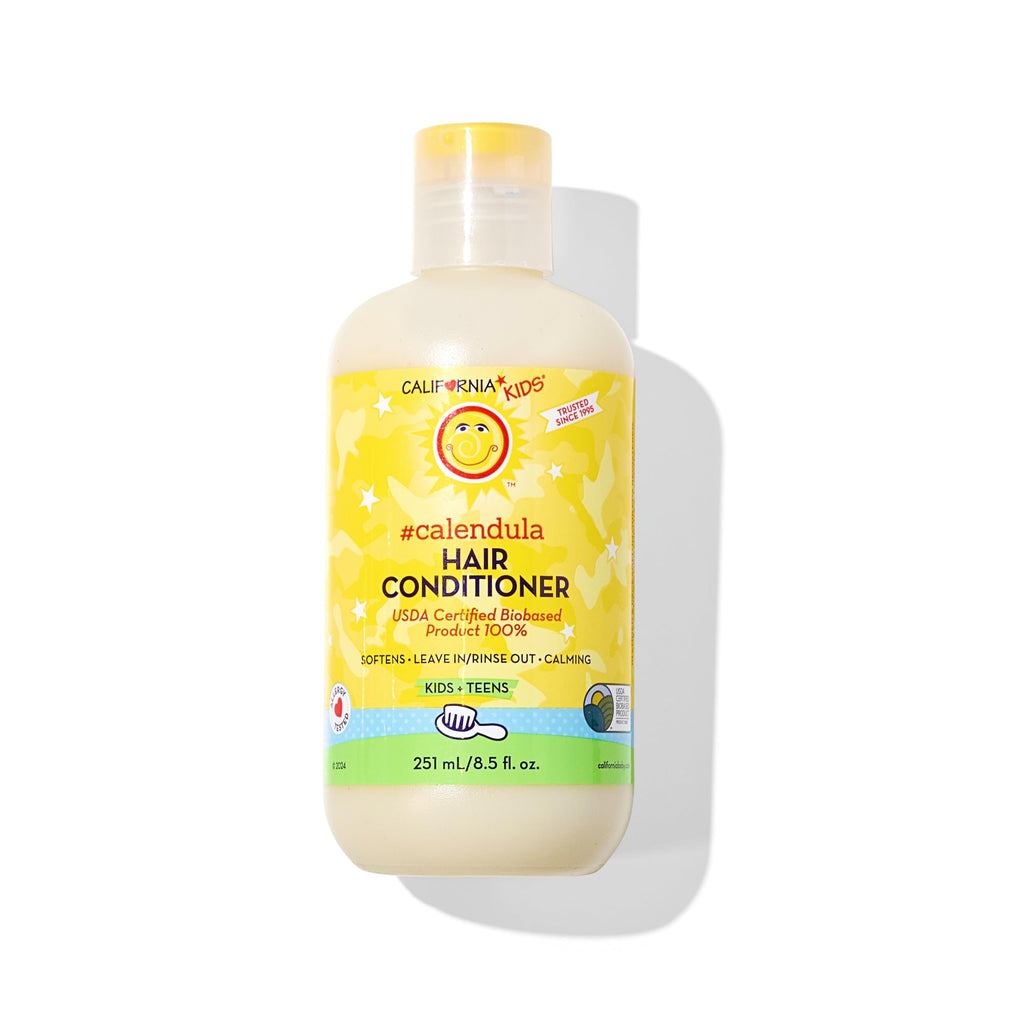 California Baby Calendula Kids Conditioner – 100% Plant-Based, Lavender Scent, Rinse-Out or Leave-In, 8.5 oz