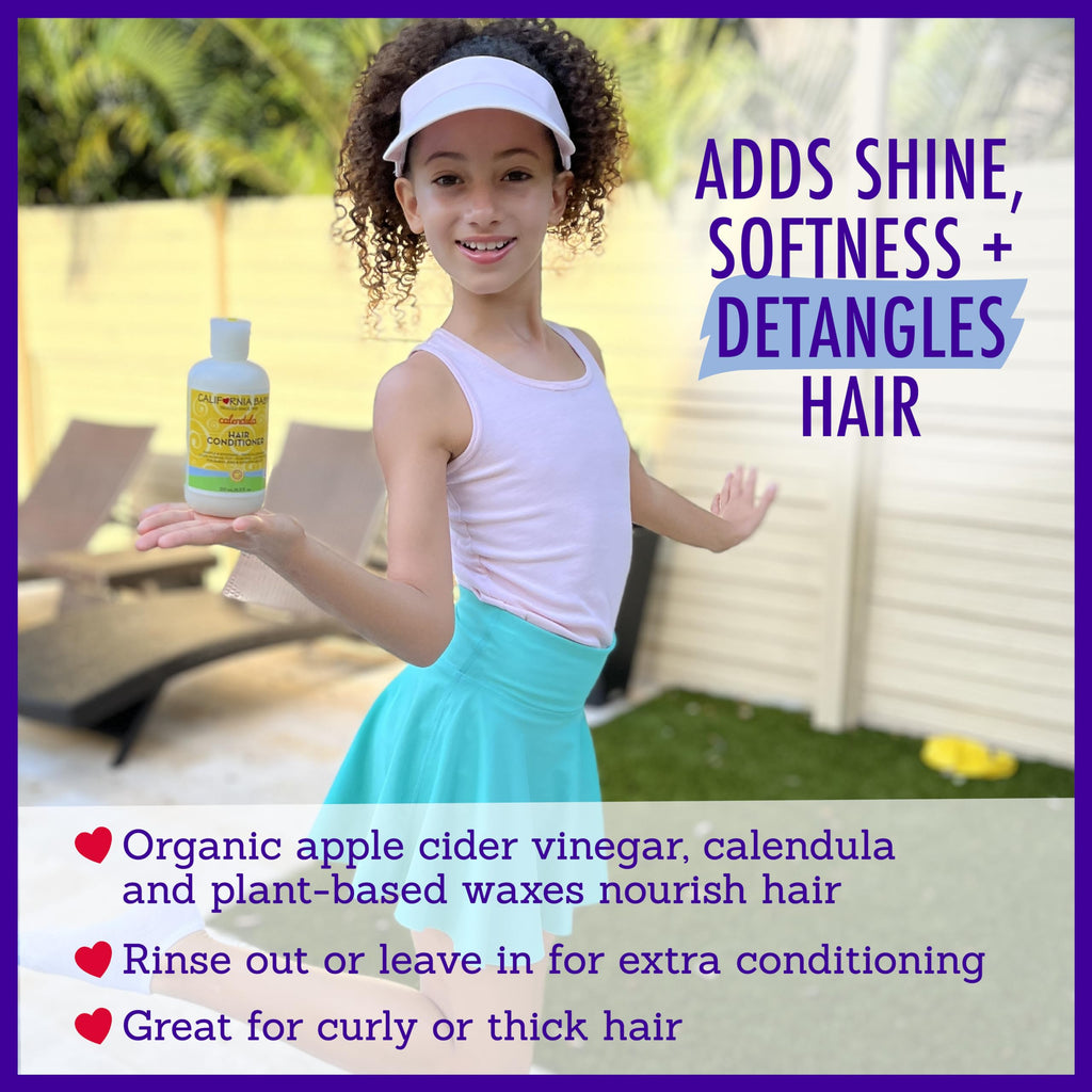 California Baby Calendula Kids Conditioner – 100% Plant-Based, Lavender Scent, Rinse-Out or Leave-In, 8.5 oz
