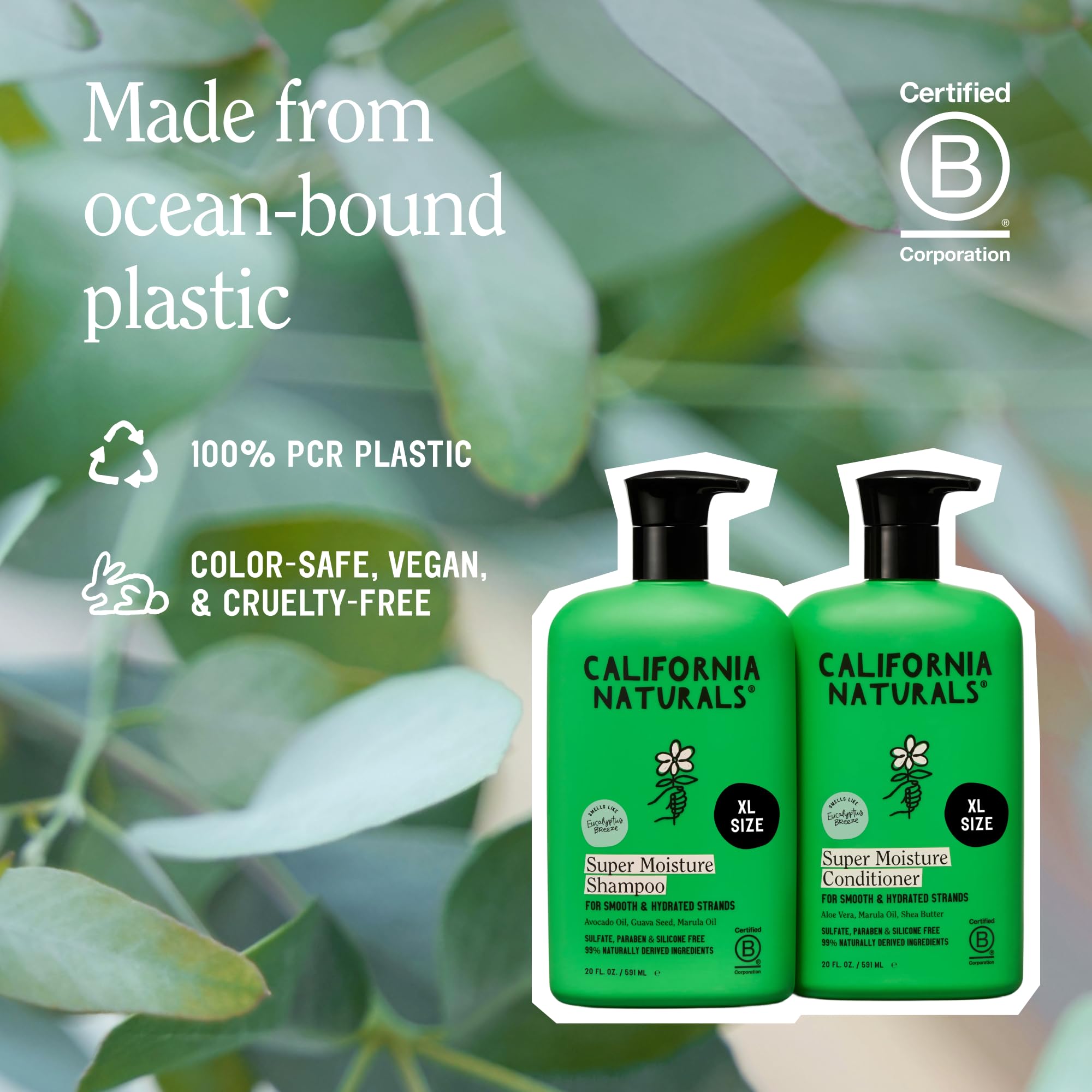 California Naturals Eucalyptus Breeze Moisture Shampoo & Conditioner Set | Hydrating, Color-Safe, 20 fl oz