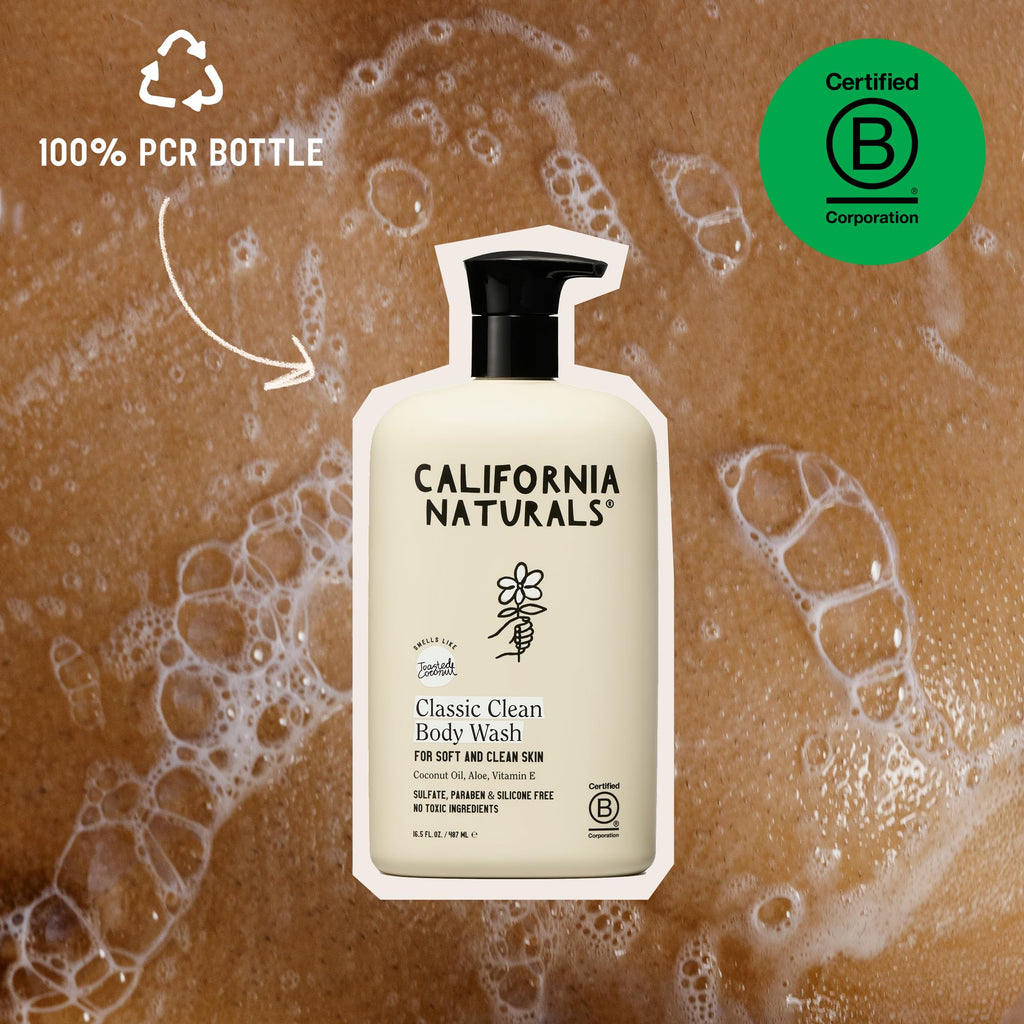 California Naturals Body Wash for Women and Men | Vitamin E-Free Coconut Scent | Vegan & Cruelty-Free | 16.5 fl oz