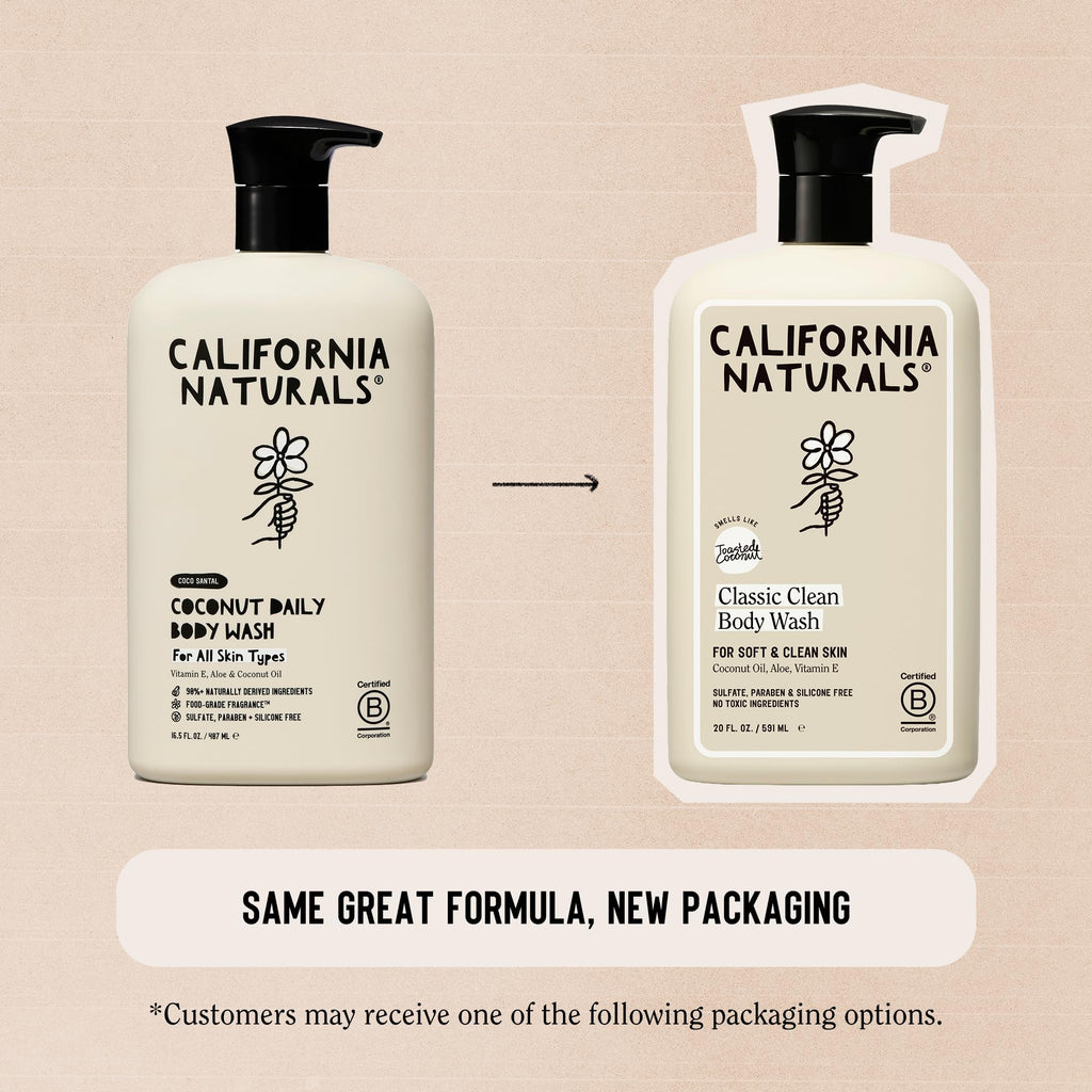 California Naturals Classic Clean Body Wash 2-Pack – Daily Clean, Vegan & Cruelty-Free, 20 oz