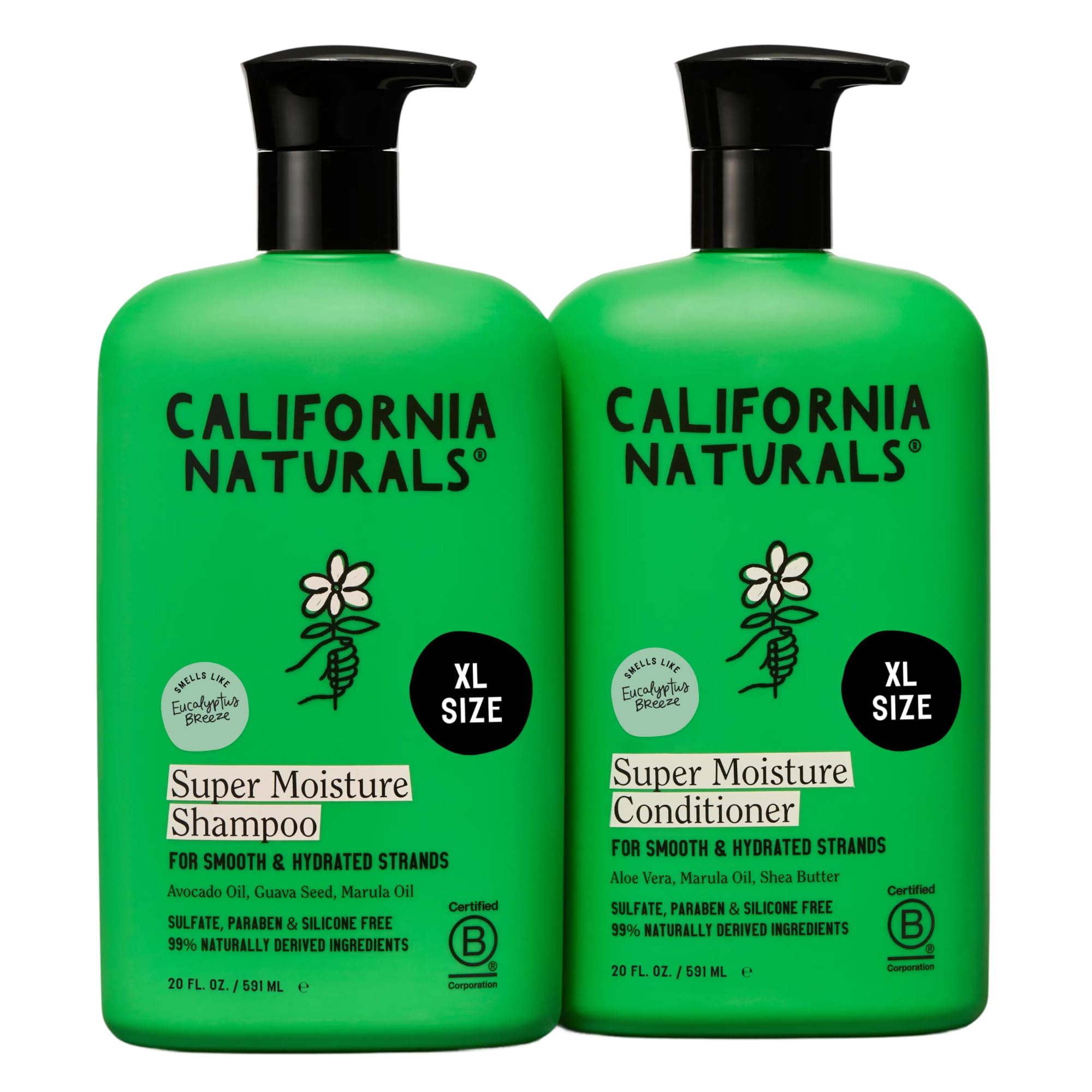 California Naturals Eucalyptus Breeze Moisture Shampoo & Conditioner Set | Hydrating, Color-Safe, 20 fl oz